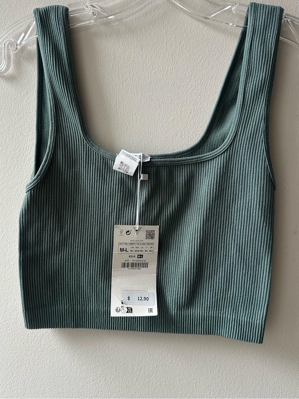Zara Ribbed Crop Tank Top - size M/L